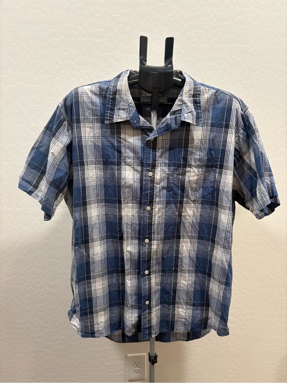 Canyon River Blues Blue and White Plaid Short-Sleeve Button-Down